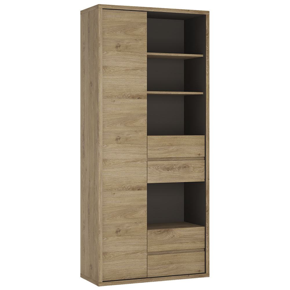 Shetland furniture Tall wide 1 door 4 drawer bookcase